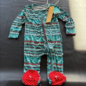 Festive Green and Red Kids One Piece